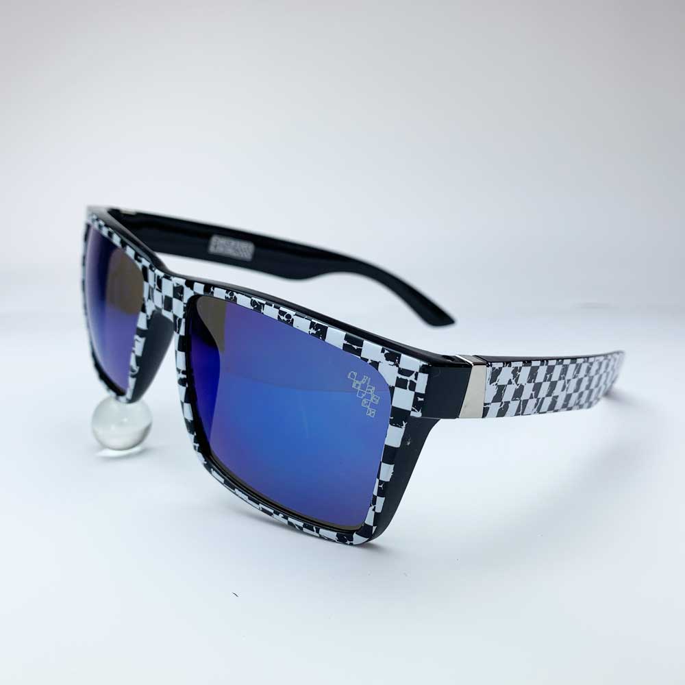 High Quality Checkered Embossed Square Prescription Sunglasses For