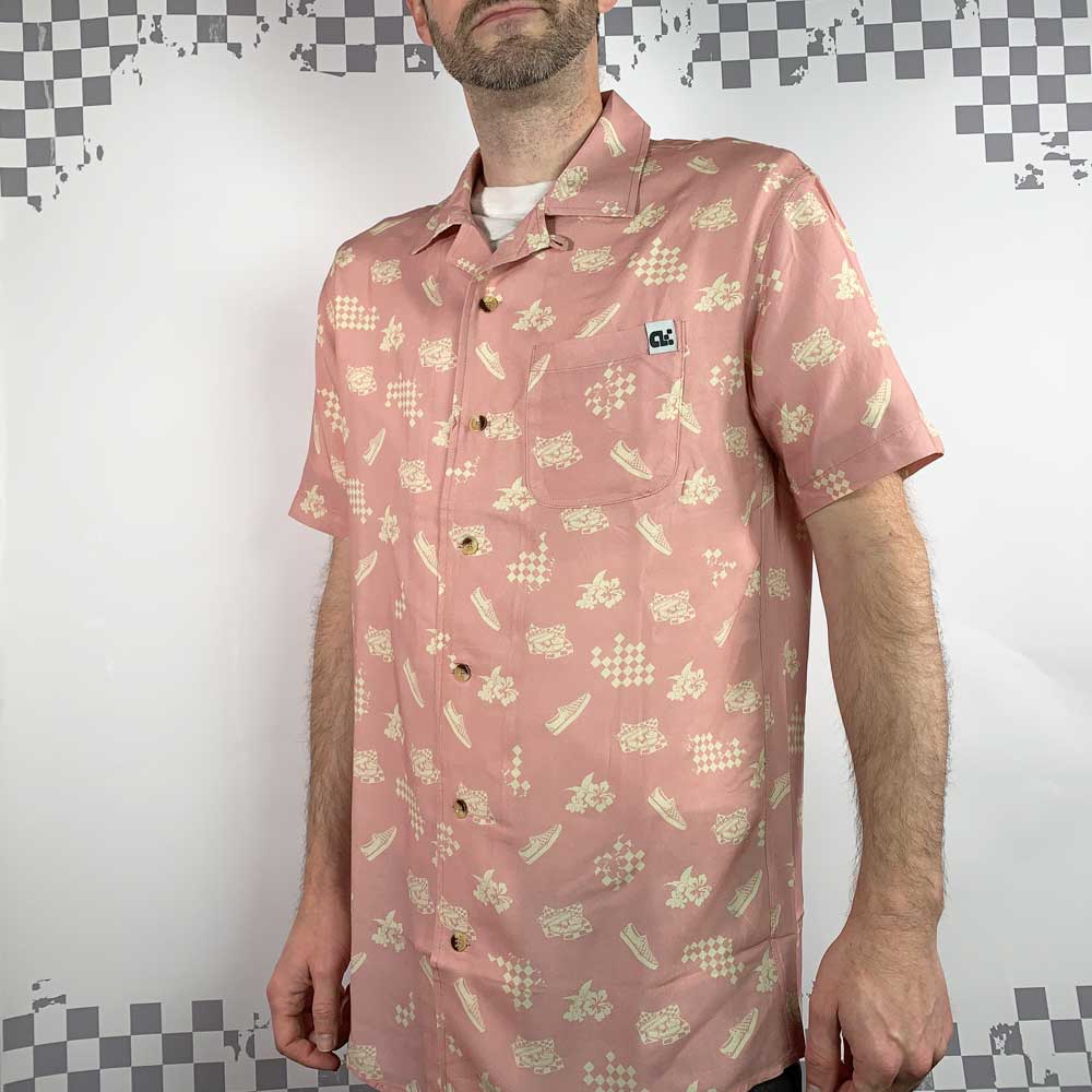 Heavenly Combo Pattern Shirt: Pink Camp Collar