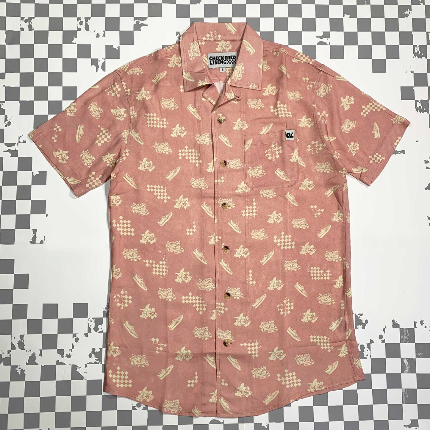 Heavenly Combo Pattern Shirt: Pink Camp Collar