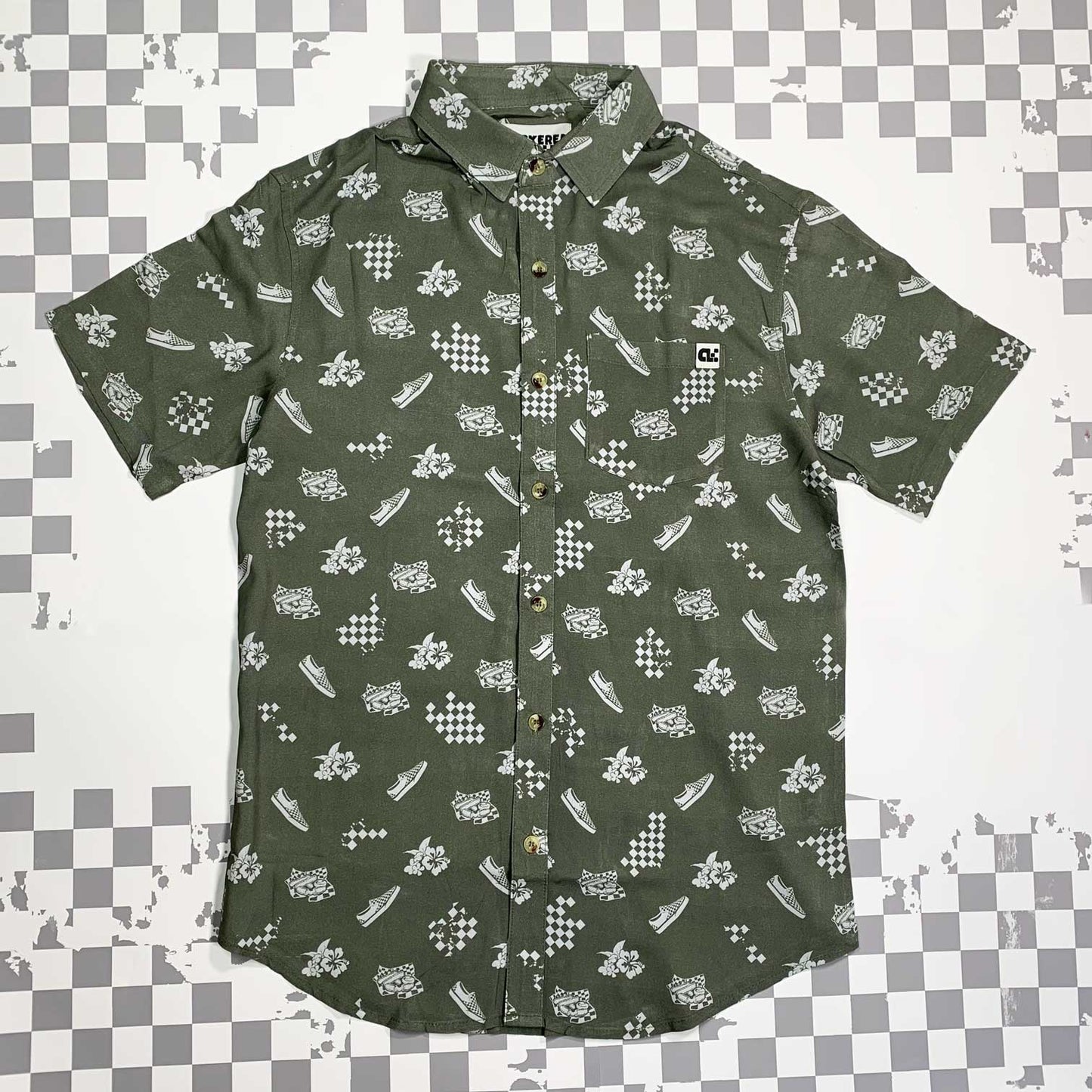 Heavenly Combo Pattern Shirt: Green Classic Collar